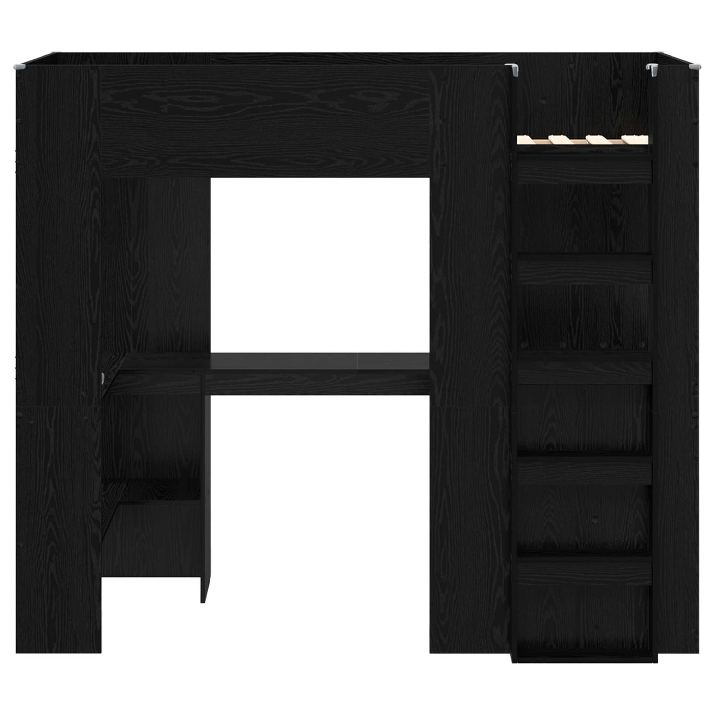 Loft Bed Frame with Desk Black Oak 100 x 200 cm Engineered Wood