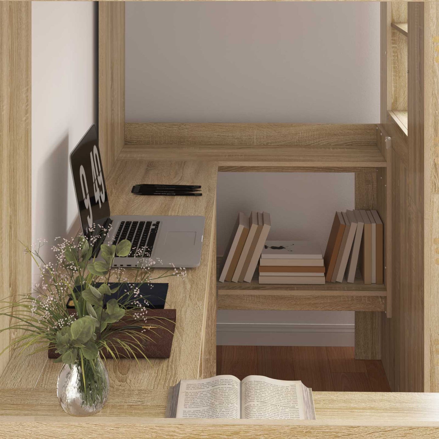 Loft Bed Frame with Desk with Storage Sonoma Oak 100 x 200 cm