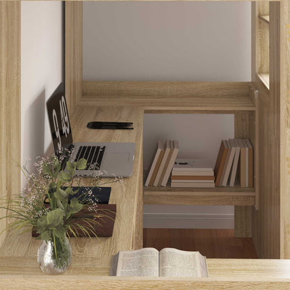 Loft Bed Frame with Desk with Storage Sonoma Oak 100 x 200 cm