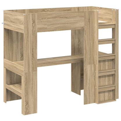 Loft Bed Frame with Desk with Storage Sonoma Oak 100 x 200 cm