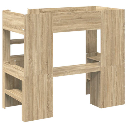 Loft Bed Frame with Desk with Storage Sonoma Oak 100 x 200 cm
