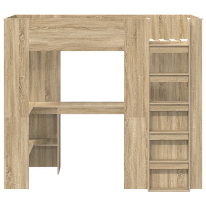 Loft Bed Frame with Desk with Storage Sonoma Oak 100 x 200 cm