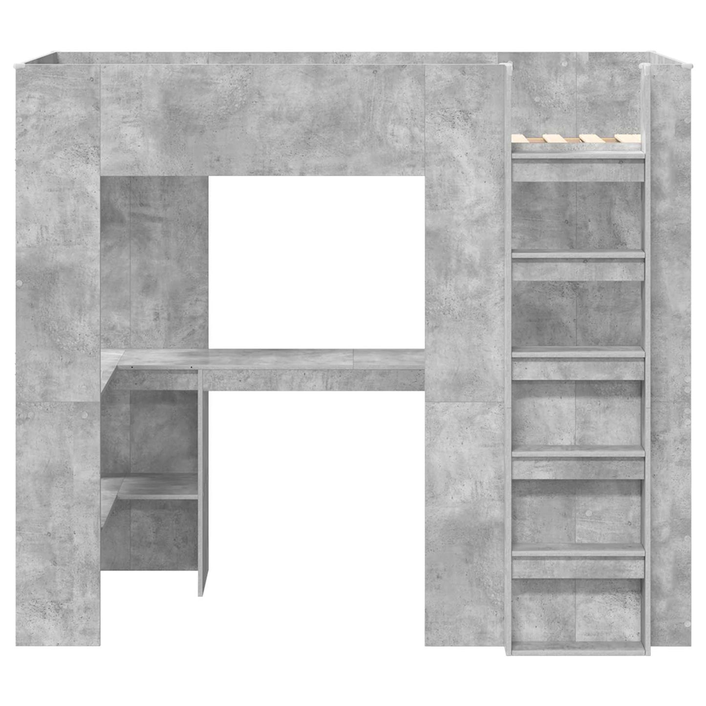 Loft Bed Frame with Desk Concrete Grey 100 x 200 cm