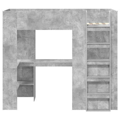 Loft Bed Frame with Desk Concrete Grey 100 x 200 cm