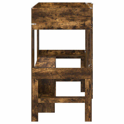 Loft Bed Frame with Desk with Storage Smoked Oak 100 x 200 cm
