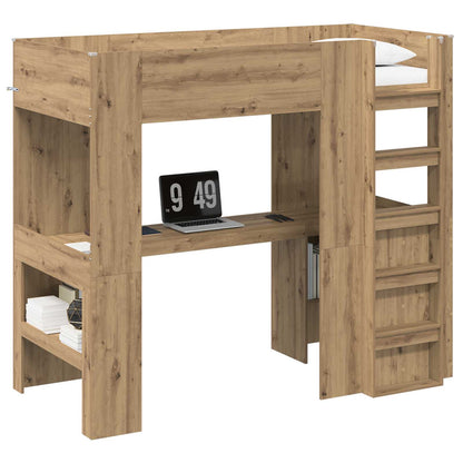 Loft Bed Frame with Desk with Shelf Artisan Oak 100 x 200 cm
