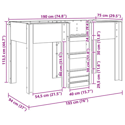 Bunk Bed for Kids Black Oak 75 x 190 cm Engineered wood