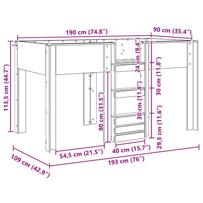 Bunk Bed for Kids Sonoma Oak 90 x 190 cm Engineered wood