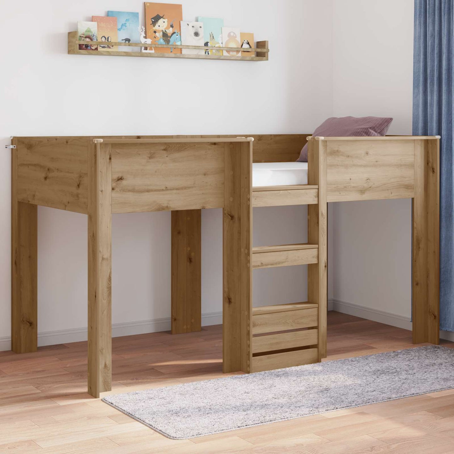 Bunk Bed for Kids Artisan Oak 90 x 190 cm Engineered wood