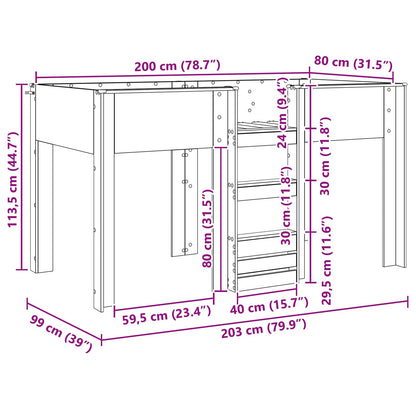Bunk Bed for Kids Concrete Grey 80 x 200 cm Engineered wood