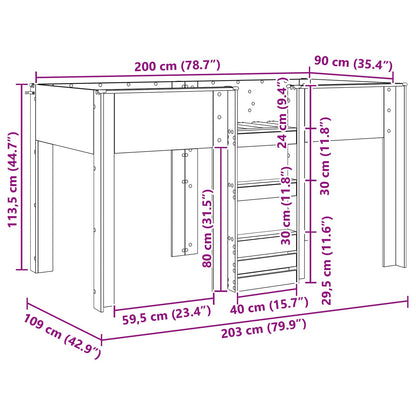 Bunk Bed for Kids Grey Sonoma 90 x 200 cm Engineered wood