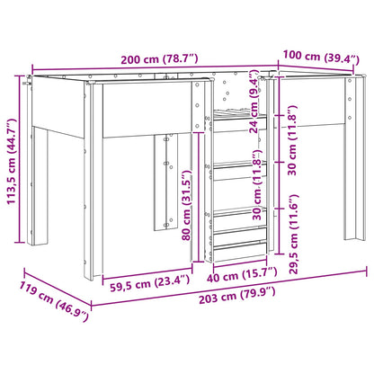 Bunk Bed for Kids Smoked Oak 100 x 200 cm Engineered wood