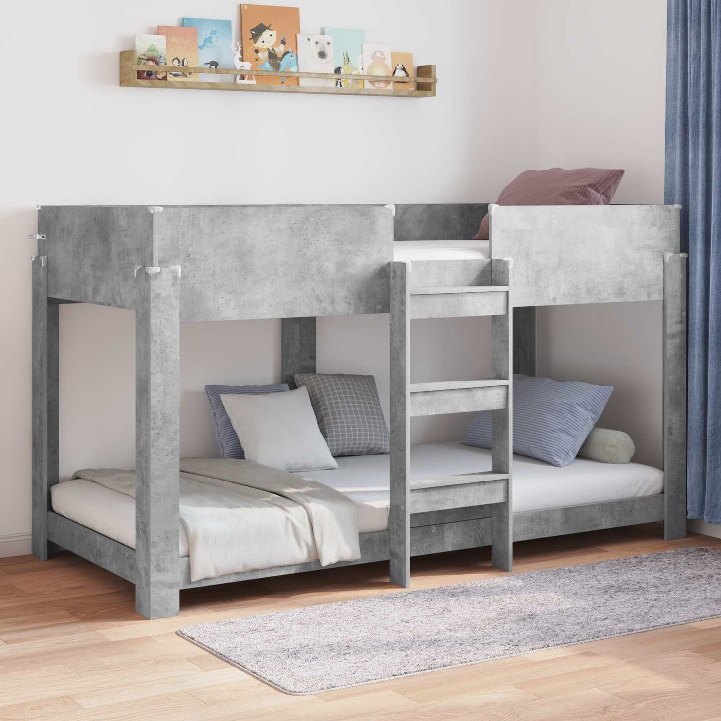 Bunk Bed for Kids Concrete Grey 80 x 200 cm Engineered Wood