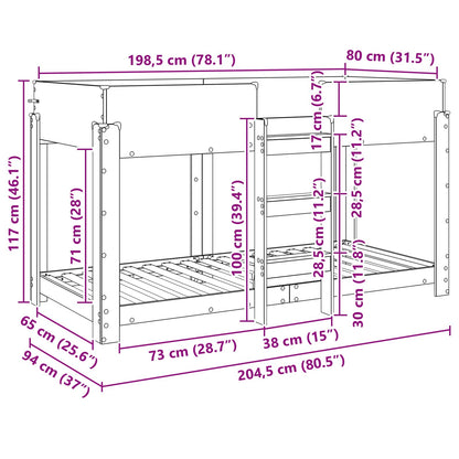 Bunk Bed for Kids Grey Sonoma 80 x 200 cm Engineered Wood