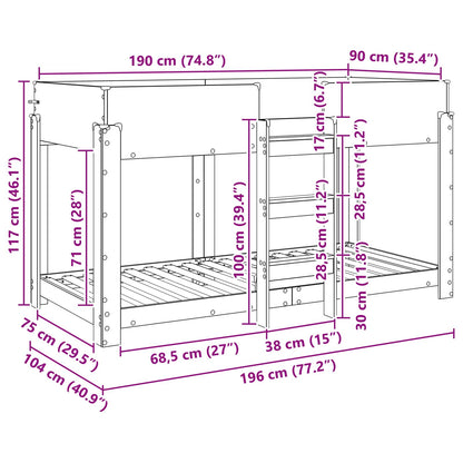 Bunk Bed for Kids Artisan Oak 90 x 190 cm Engineered Wood