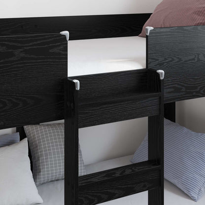 Bunk Bed for Kids Black Oak 75 x 190 cm Engineered Wood