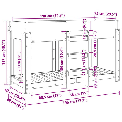 Bunk Bed for Kids Artisan Oak 75 x 190 cm Engineered Wood