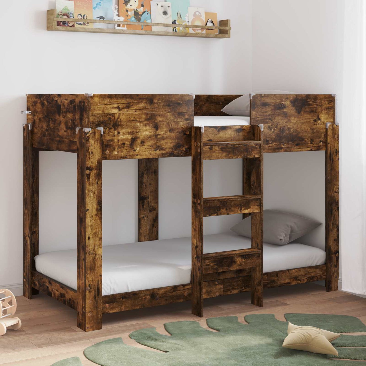 Bunk Bed for Kids Smoked Oak 80 x 160 cm Engineered Wood
