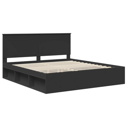 Bed Frame with Headboard Black 180 x 200 cm Solid Pine Wood