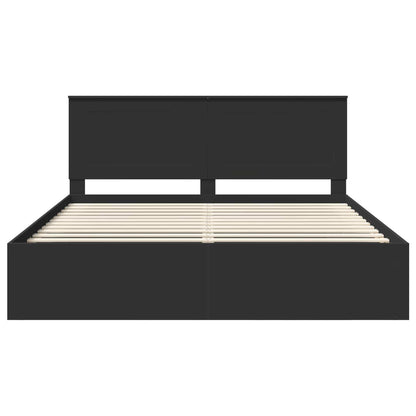 Bed Frame with Headboard Black 180 x 200 cm Solid Pine Wood