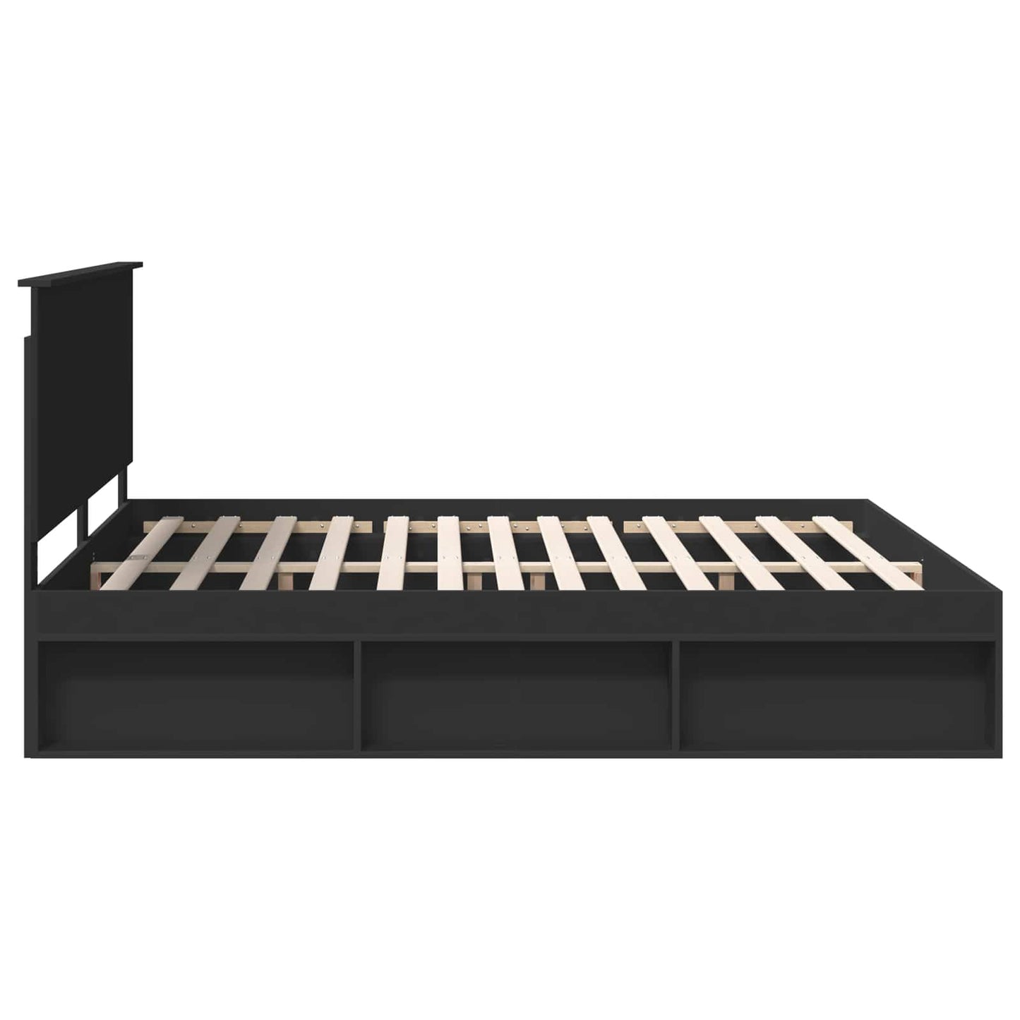 Bed Frame with Headboard Black 180 x 200 cm Solid Pine Wood