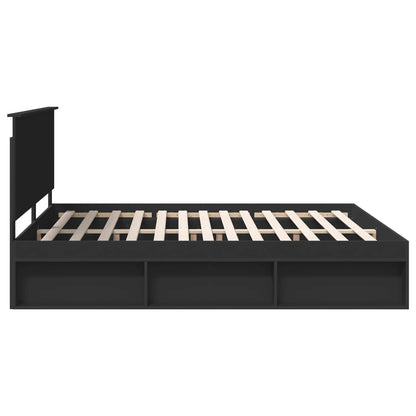 Bed Frame with Headboard Black 180 x 200 cm Solid Pine Wood