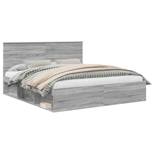 Bed Frame Grey Sonoma 180 x 200 cm Solid Pine Wood