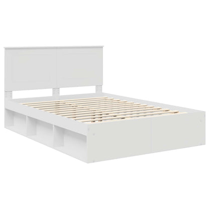 Bed Frame with Headboard White 160 x 200 cm Solid Pine Wood