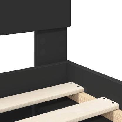 Bed Frame with Headboard Black 160 x 200 cm Solid Pine Wood