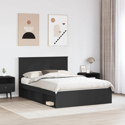 Bed Frame with Headboard Black 160 x 200 cm Solid Pine Wood