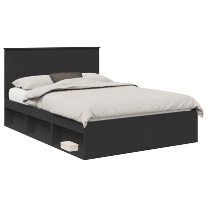 Bed Frame with Headboard Black 160 x 200 cm Solid Pine Wood