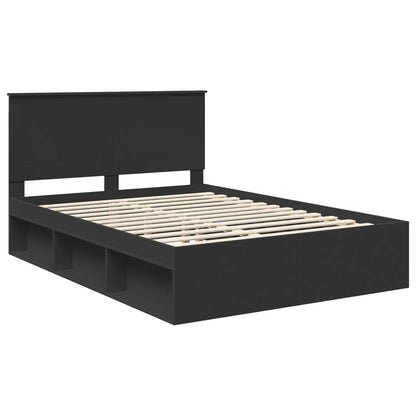 Bed Frame with Headboard Black 160 x 200 cm Solid Pine Wood