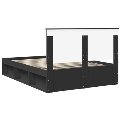 Bed Frame with Headboard Black 160 x 200 cm Solid Pine Wood
