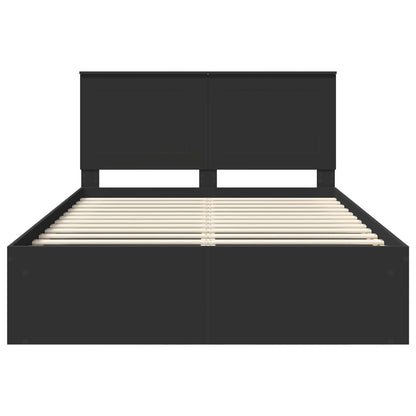 Bed Frame with Headboard Black 160 x 200 cm Solid Pine Wood