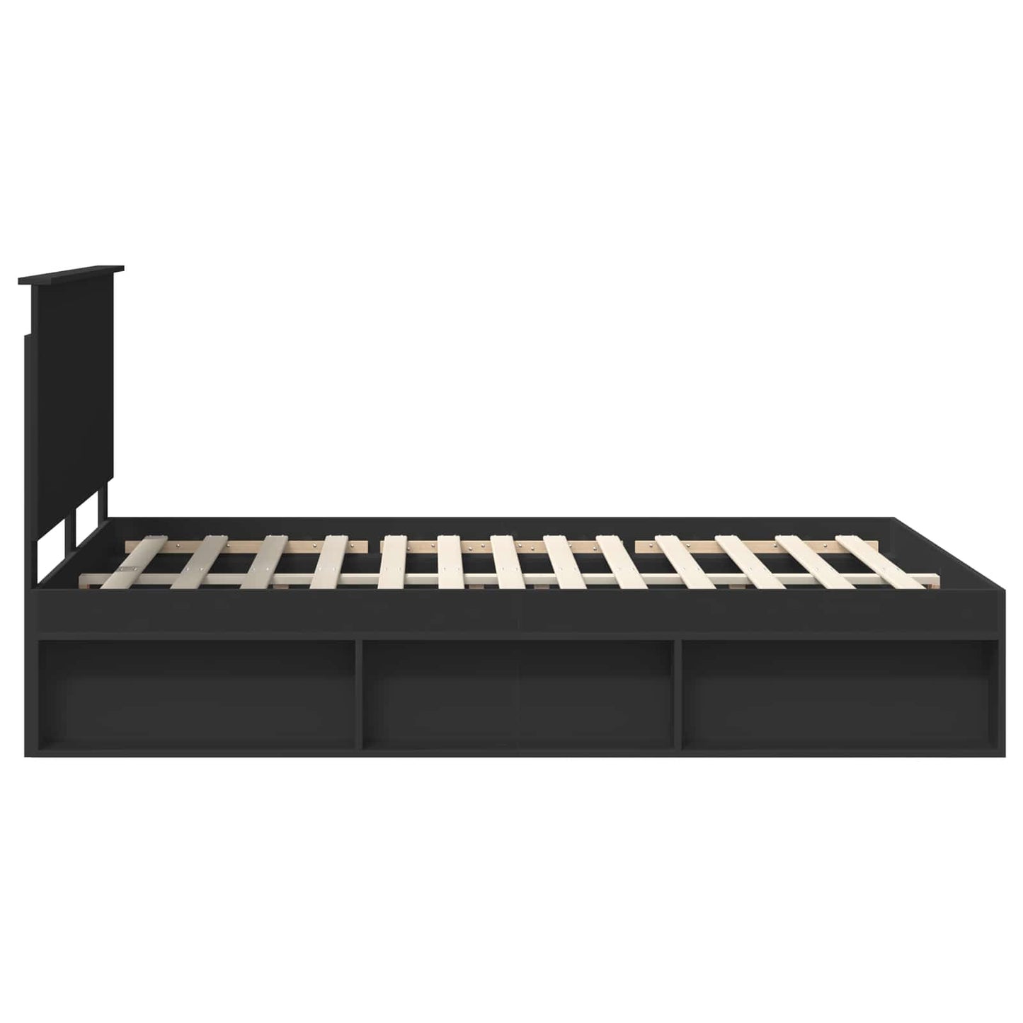 Bed Frame with Headboard Black 160 x 200 cm Solid Pine Wood