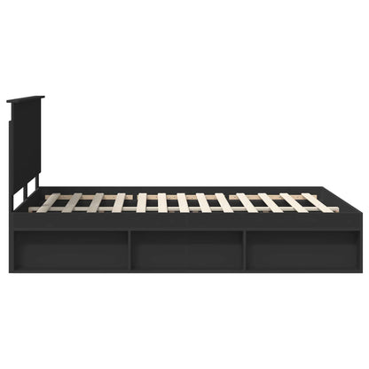 Bed Frame with Headboard Black 160 x 200 cm Solid Pine Wood