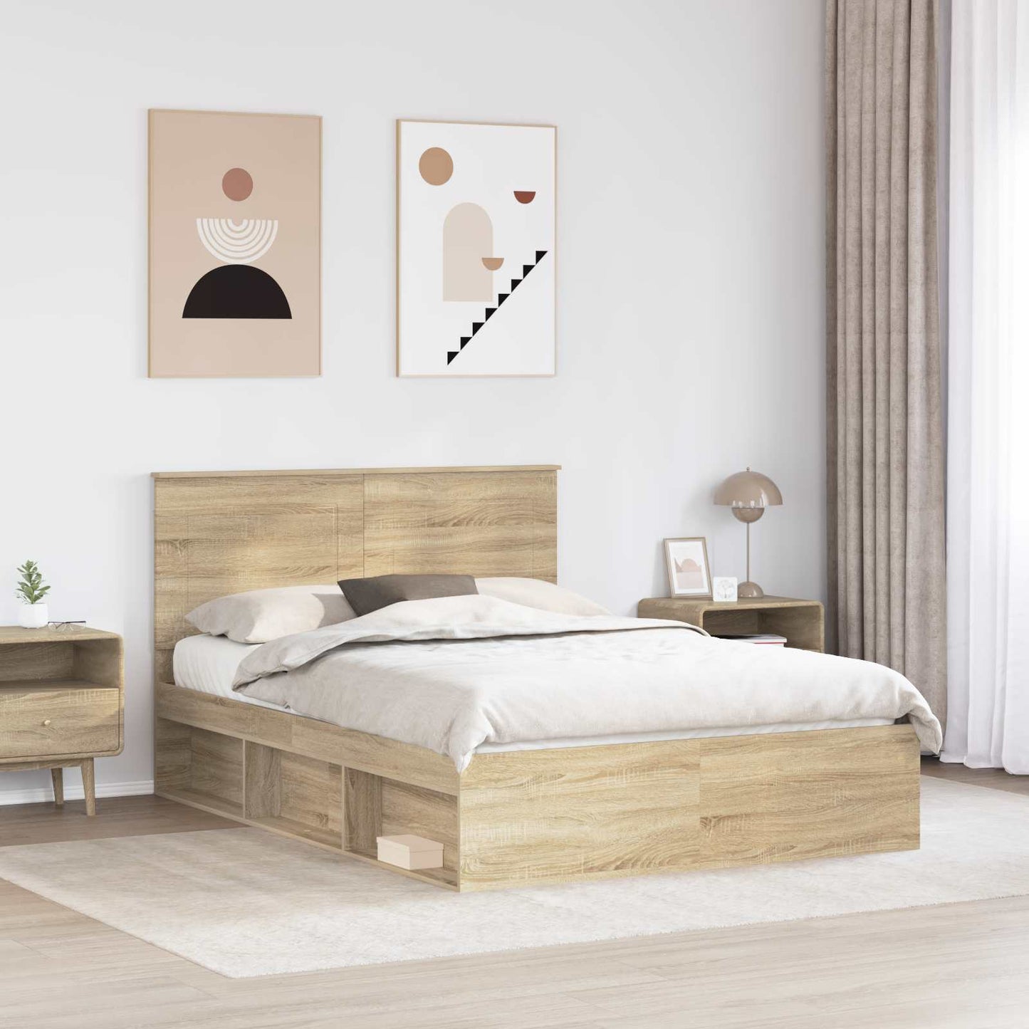 Bed Frame with Headboard Sonoma 160 x 200 cm Solid Pine Wood