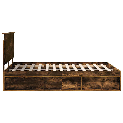 Bed Frame Smoked Oak 160 x 200 cm Solid Pine Wood