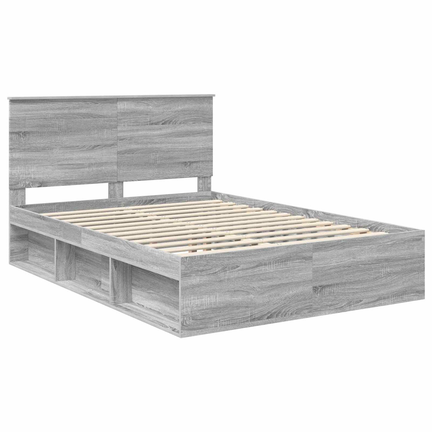 Bed Frame Grey Sonoma 160 x 200 cm Solid Pine Wood