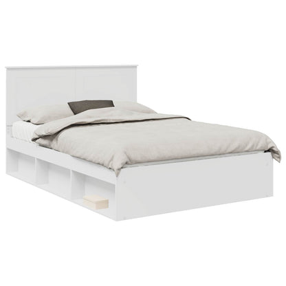 Bed Frame with Headboard White 150 x 200 cm Solid Pine Wood
