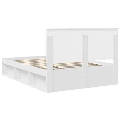 Bed Frame with Headboard White 150 x 200 cm Solid Pine Wood