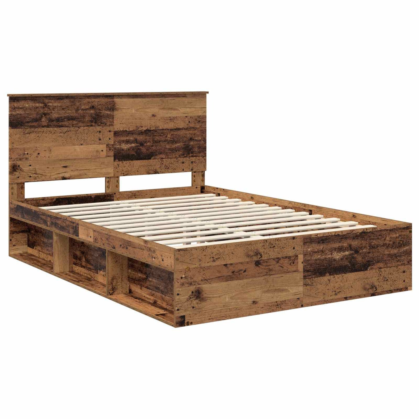 Bed Frame with Headboard Old Wood 150 x 200 cm Solid Pine Wood