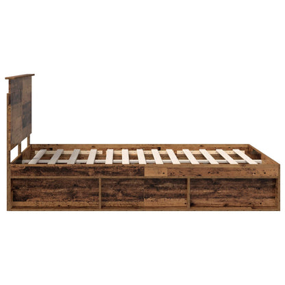 Bed Frame with Headboard Old Wood 150 x 200 cm Solid Pine Wood