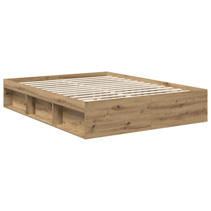Bed Frame with Drawer Artisian Oak 150 x 200 cm Solid Pine Wood