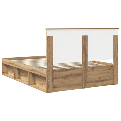 Bed Frame with Drawer Artisian Oak 150 x 200 cm Solid Pine Wood