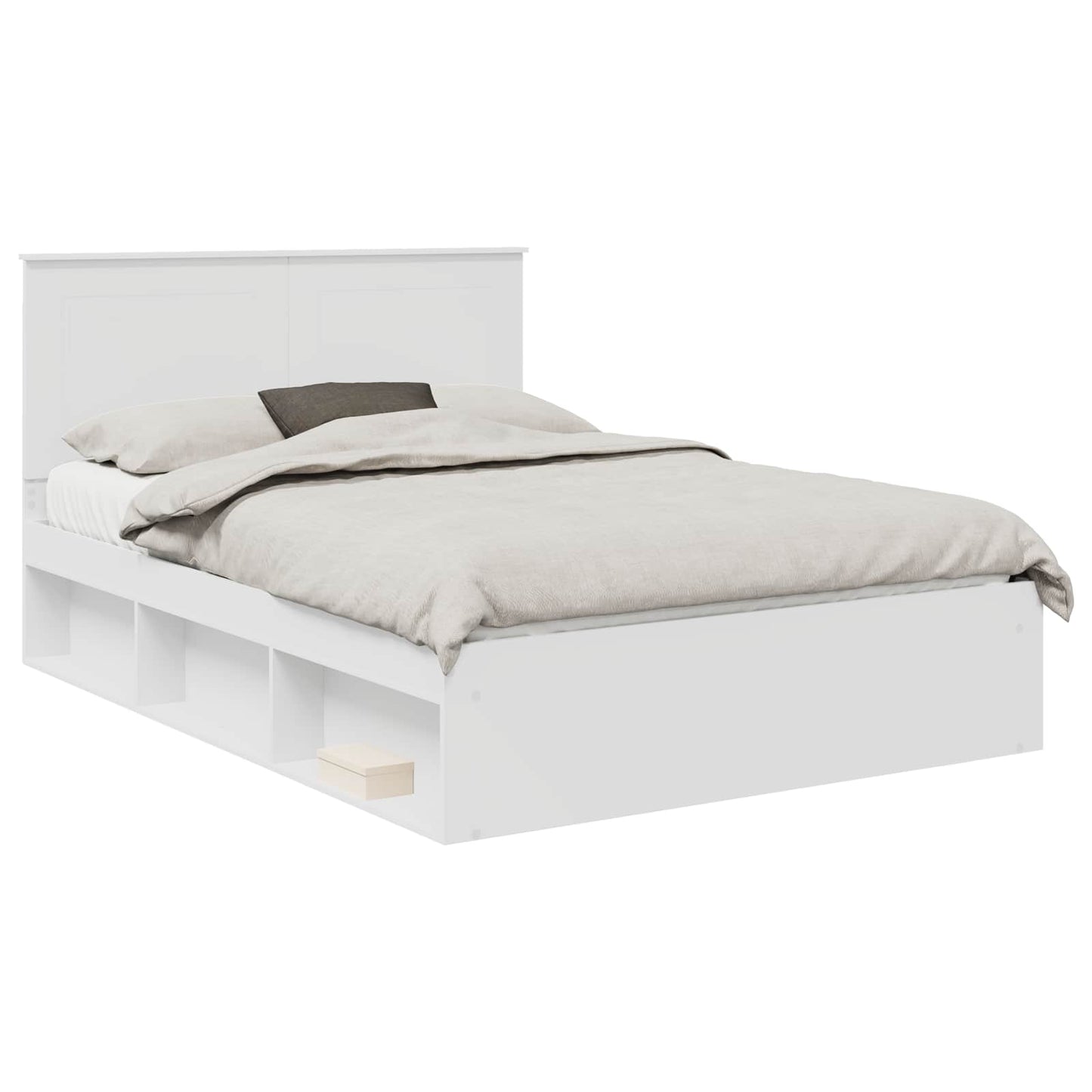Bed Frame with Headboard White 140 x 190 cm Solid Pine Wood