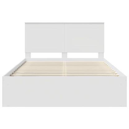 Bed Frame with Headboard White 140 x 190 cm Solid Pine Wood