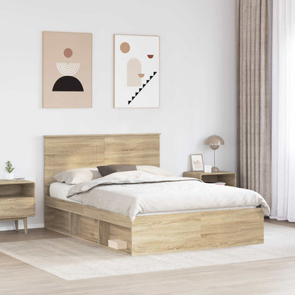 Bed Frame with Headboard Sonoma 140 x 190 cm Solid Pine Wood