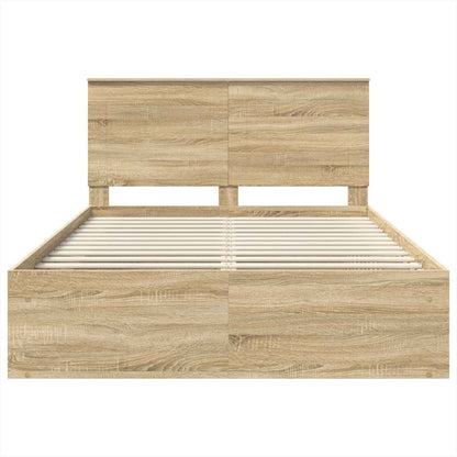 Bed Frame with Headboard Sonoma 140 x 190 cm Solid Pine Wood