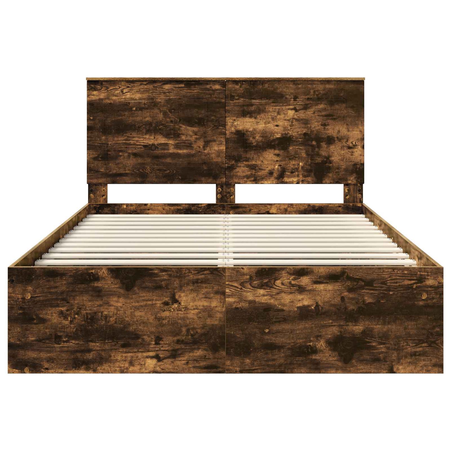 Bed Frame Smoked Oak 140 x 190 cm Solid Pine Wood